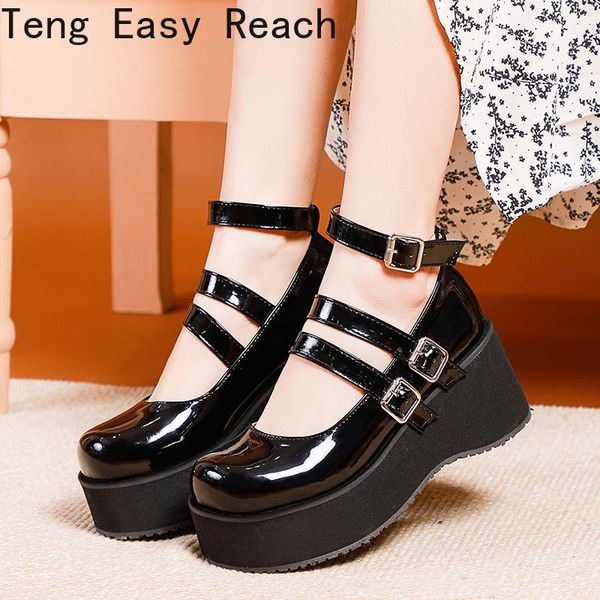 dress shoes japanese style vintage platform round toe buckle mary janes women's shallow mouth casual student leather thick, Black
dress shoes japanese style vintage platform round toe buckle mary janes women's shallow mouth casual student leather thick, Black