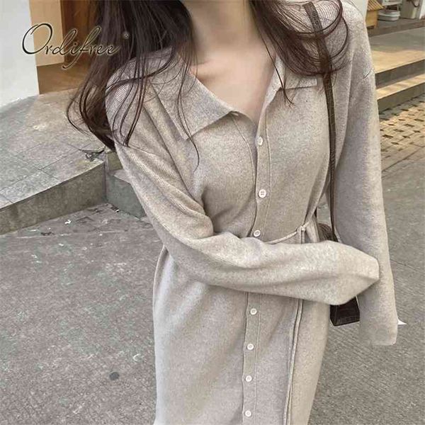 autumn winter women knitted dress long sleeve midi loose casual sweater 210513, Black;gray
autumn winter women knitted dress long sleeve midi loose casual sweater 210513, Black;gray
