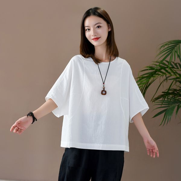 johnature summer solid color cotton linen patchwork o-neck short sleeve pullover t-shirt simple comfortable women 210521, White
johnature summer solid color cotton linen patchwork o-neck short sleeve pullover t-shirt simple comfortable women 210521, White