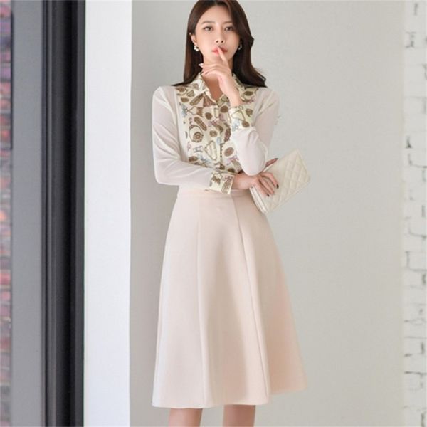 spring 2 piece set ladies elegant office ol printing long sleeve chiffon shirts + high waist a-line midi skirts suits 210519, White
spring 2 piece set ladies elegant office ol printing long sleeve chiffon shirts + high waist a-line midi skirts suits 210519, White