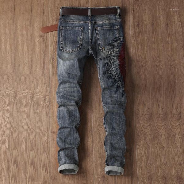 men's jeans embroidery men slim fit pencil pants vintage ripped hole trousers autumn personalized harajuku zipper, Blue
men's jeans embroidery men slim fit pencil pants vintage ripped hole trousers autumn personalized harajuku zipper, Blue