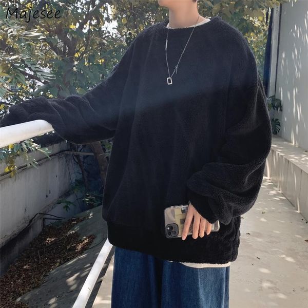 men's hoodies & sweatshirts men lambswool winter o-neck warm solid baggy couple plush sweatshirt male lazy streetwear fashion all-match, Black
men's hoodies & sweatshirts men lambswool winter o-neck warm solid baggy couple plush sweatshirt male lazy streetwear fashion all-match, Black