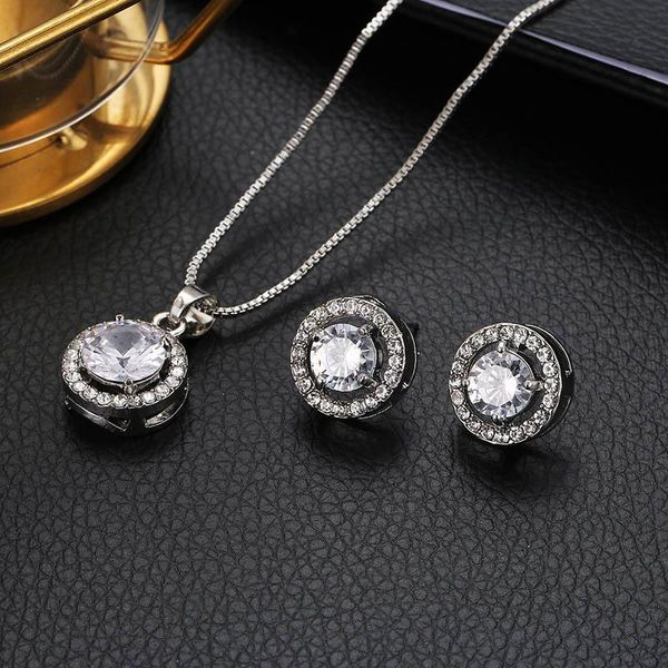 earrings & necklace 3pcs/set jewelry sets ladies elegant round waterdrop rhinestone pendant hook for women set, Silver
earrings & necklace 3pcs/set jewelry sets ladies elegant round waterdrop rhinestone pendant hook for women set, Silver