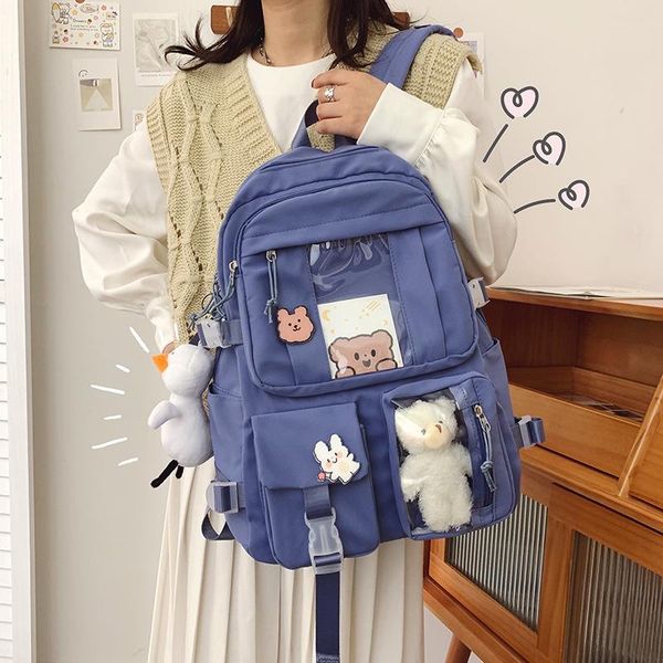 backpack women large capacity 2021 transparent waterproof nylon girls schoolbag teenager book bag preppy kawaii pendant pvc
backpack women large capacity 2021 transparent waterproof nylon girls schoolbag teenager book bag preppy kawaii pendant pvc