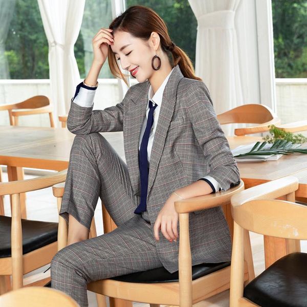 office ladies plaid blazer suit single breasted pockets female pants set streetwear elegant women women's two piece, White
office ladies plaid blazer suit single breasted pockets female pants set streetwear elegant women women's two piece, White