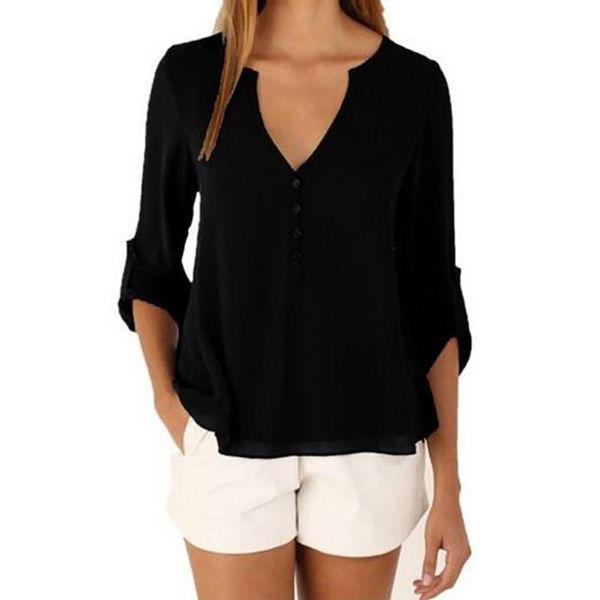 fashion casual deep v neck button slim waist long sleeves chiffon blouse shirt women's blouses & shirts, White
fashion casual deep v neck button slim waist long sleeves chiffon blouse shirt women's blouses & shirts, White