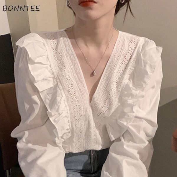 women's blouses & shirts women vintage korean summer ruffles thin flare sleeve bf design all-match soft camisa de gasa college daily ca, White
women's blouses & shirts women vintage korean summer ruffles thin flare sleeve bf design all-match soft camisa de gasa college daily ca, White