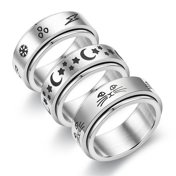 cluster rings jioromy 2021 fashion retro hip hop punk geometry cat flowers glossy men's and women's rotating ring jewelry gifts, Golden;silver
cluster rings jioromy 2021 fashion retro hip hop punk geometry cat flowers glossy men's and women's rotating ring jewelry gifts, Golden;silver