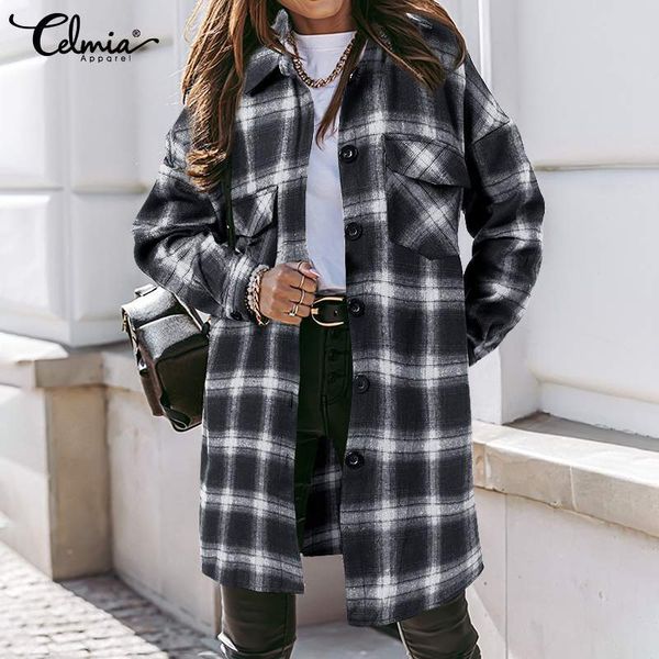 blouses celmia autumn casual sleeve shirts women's vintage plaid blouses 2021 fashion winter lapel shirt checked long 5xl, White
blouses celmia autumn casual sleeve shirts women's vintage plaid blouses 2021 fashion winter lapel shirt checked long 5xl, White