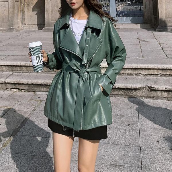 women's leather & faux woman jacket belt slim pu jackets turn-down collar zipper fashion women wild classic moto biker coat spring autu, Black
women's leather & faux woman jacket belt slim pu jackets turn-down collar zipper fashion women wild classic moto biker coat spring autu, Black