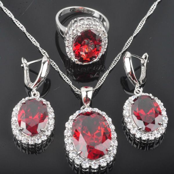 earrings & necklace classic oval red stone zirconia women's silver color jewelry sets earrings/pendant/necklace/rings qz038
earrings & necklace classic oval red stone zirconia women's silver color jewelry sets earrings/pendant/necklace/rings qz038