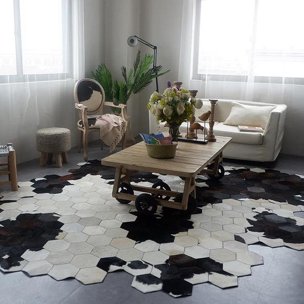 carpets irregular shaped diamond plaid cowhide fur handmade patchwork rug big size unique black and white decoration office carpet
carpets irregular shaped diamond plaid cowhide fur handmade patchwork rug big size unique black and white decoration office carpet
