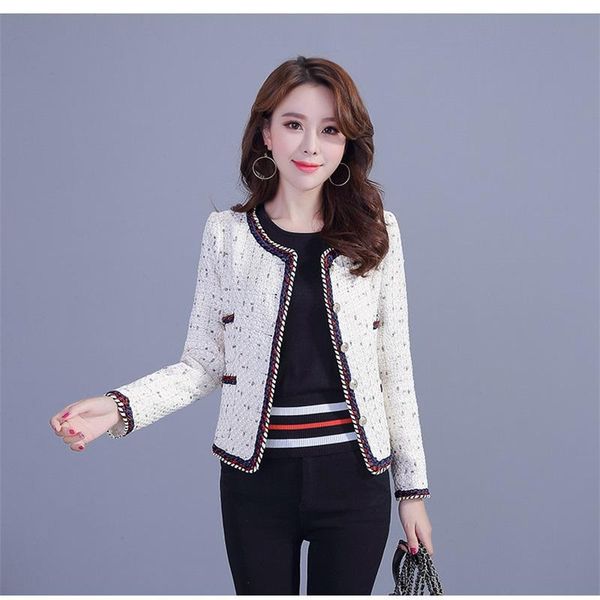 women's jackets white tweed jacket autumn long-sleeved hit color ribbon metal buckle, Black;brown
women's jackets white tweed jacket autumn long-sleeved hit color ribbon metal buckle, Black;brown