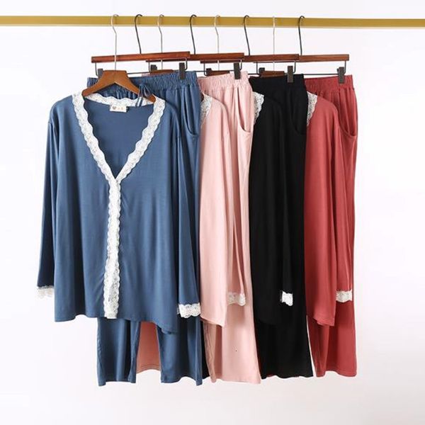 women's sleepwear pijamas autumn winter large size modal v-neck lace cardigan trousers pyjama set casual home wear two-piece pajam, Black;red
women's sleepwear pijamas autumn winter large size modal v-neck lace cardigan trousers pyjama set casual home wear two-piece pajam, Black;red