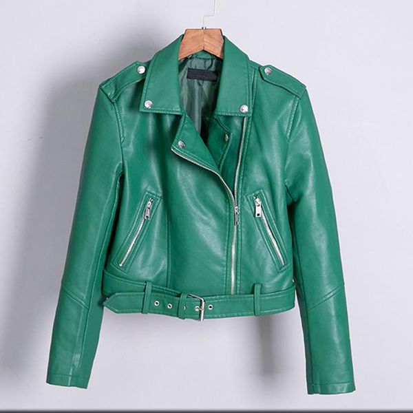 women's leather & faux spring belt pu jacket coat classic collar brief buckle short motorcycle red/green women, Black
women's leather & faux spring belt pu jacket coat classic collar brief buckle short motorcycle red/green women, Black