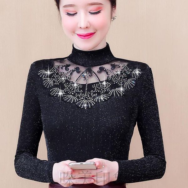 women's blouses & shirts spring autumn women embroidery diamond lace blouse female half high neck long sleeve shirt plus size 5xl j93, White
women's blouses & shirts spring autumn women embroidery diamond lace blouse female half high neck long sleeve shirt plus size 5xl j93, White