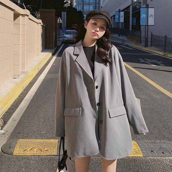 women's suits & blazers single-breasted blazer long sleeve jacket women loose coat autumn winter female streetwear over oversized cloth, White;black
women's suits & blazers single-breasted blazer long sleeve jacket women loose coat autumn winter female streetwear over oversized cloth, White;black