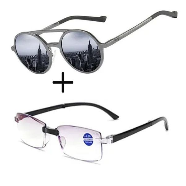 sunglasses 2pcs rimless frameless blu light blocking reading glasses with case and double bridge round metal luxury, White;black
sunglasses 2pcs rimless frameless blu light blocking reading glasses with case and double bridge round metal luxury, White;black