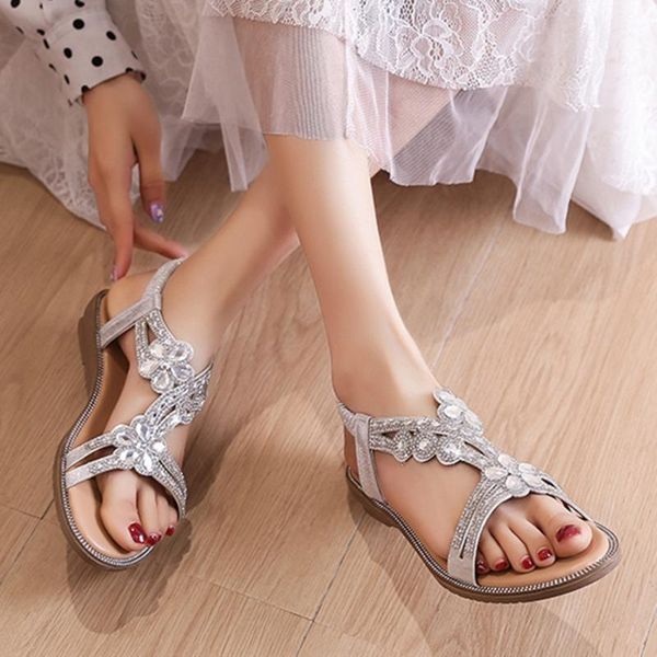 40# rhinestone sandals women 2021 roman shoes woman summer flip flops zipper back ladies casual sandalias mujer, Black
40# rhinestone sandals women 2021 roman shoes woman summer flip flops zipper back ladies casual sandalias mujer, Black