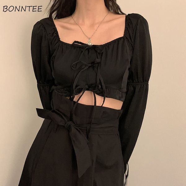 blouses women elegant solid lace-up korean style ins daily casual summer square collar cropped shirts slim stylish popular x0521, White
blouses women elegant solid lace-up korean style ins daily casual summer square collar cropped shirts slim stylish popular x0521, White