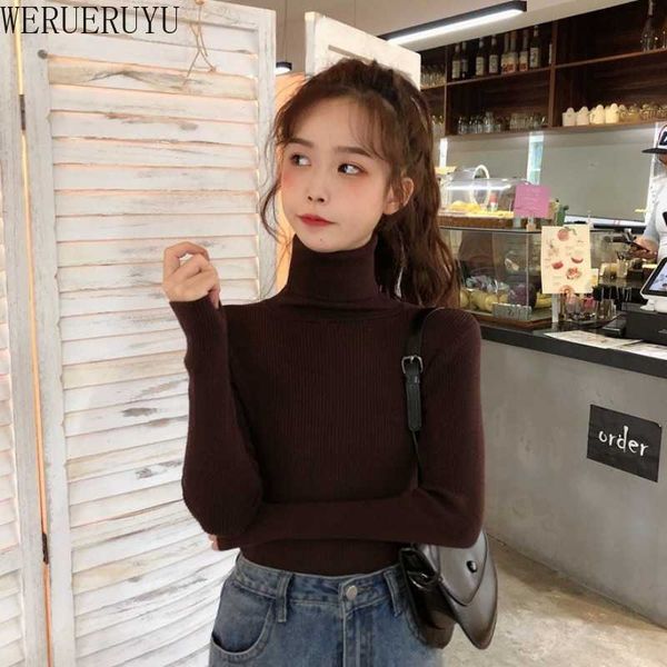 werueruyu autumn and winter two-neck collar thick warm slim sweater women's high collar bottoming shirt long sleeve 210608, White;black 
werueruyu autumn and winter two-neck collar thick warm slim sweater women's high collar bottoming shirt long sleeve 210608, White;black
