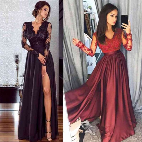 women dress lace mesh christmas elegant ladies long sleeve v-neck party formal high waist maxi floral split clothing 210522, Black;gray
women dress lace mesh christmas elegant ladies long sleeve v-neck party formal high waist maxi floral split clothing 210522, Black;gray
