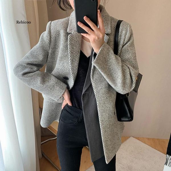 women's wool & blends suit jacket women autumn and winter thick korean version of the british style fake two woolen jackets, Black
women's wool & blends suit jacket women autumn and winter thick korean version of the british style fake two woolen jackets, Black