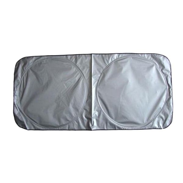 car sun block coated silver cloth material double circle sunshade 150*70mm professional to reduce interior temperature
car sun block coated silver cloth material double circle sunshade 150*70mm professional to reduce interior temperature