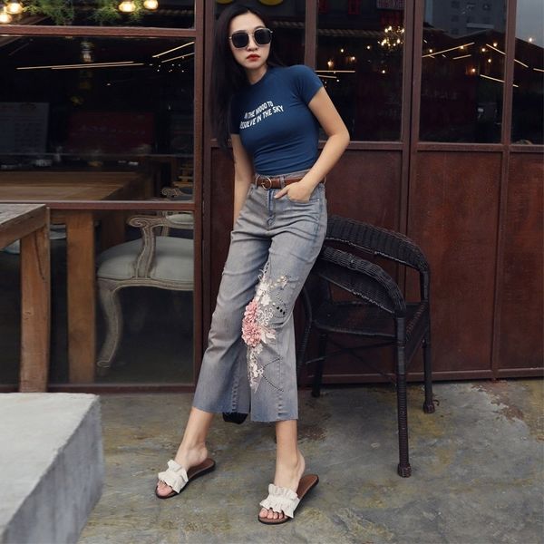 women's jeans womens summer fine torn vintage lace loose breech breeches high waist fashion casual length denim leg wide pants vzw3, Blue
women's jeans womens summer fine torn vintage lace loose breech breeches high waist fashion casual length denim leg wide pants vzw3, Blue