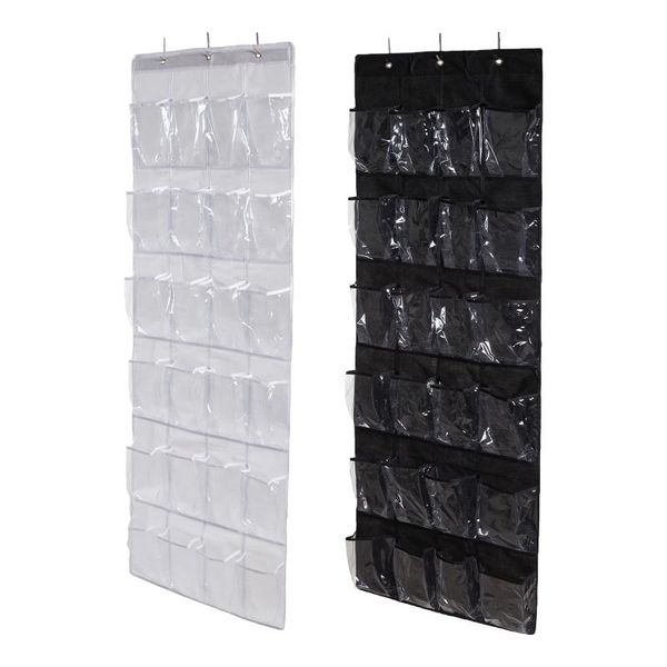 clothing & wardrobe storage over the door shoe organizer, 24 pocket rack with 3 hooks 
clothing & wardrobe storage over the door shoe organizer, 24 pocket rack with 3 hooks