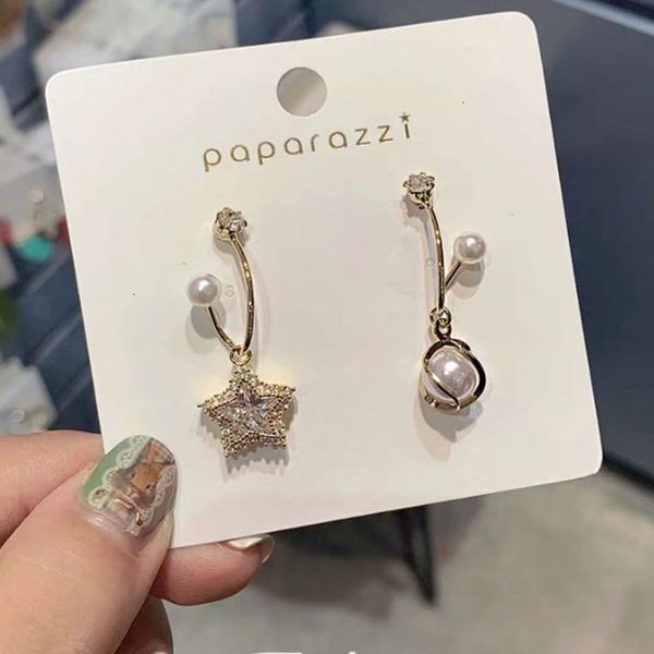 70%off new super fairy asymmetric star pearl earrings for women, Golden