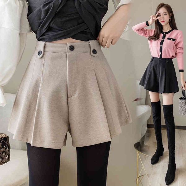 women's shorts winter woolen women beige or black color wide leg thicken outwear short high waist casual loose femme dokr, White;black
women's shorts winter woolen women beige or black color wide leg thicken outwear short high waist casual loose femme dokr, White;black