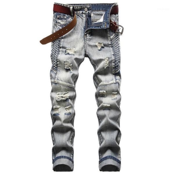 men's jeans men holes straight slim long motorcycle pants streetwear male casual ripped light blue embroidered denim trousers
men's jeans men holes straight slim long motorcycle pants streetwear male casual ripped light blue embroidered denim trousers