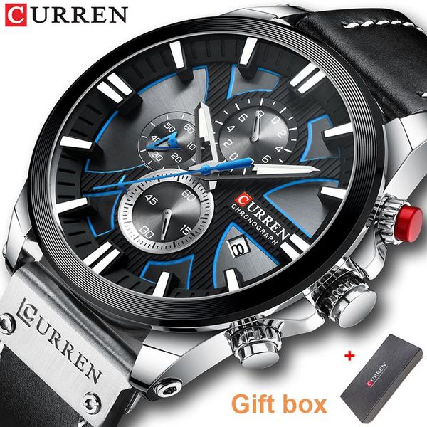 wristwatches curren chronograph watch men sport leather strap creative multi-dial auto date luminous pointer analog watches with gift box, Slivery;brown
wristwatches curren chronograph watch men sport leather strap creative multi-dial auto date luminous pointer analog watches with gift box, Slivery;brown