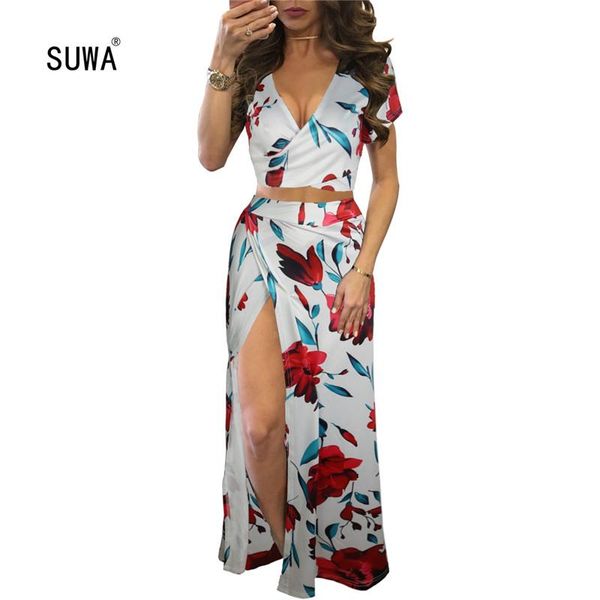 two piece dress 2021 summer beach casual women 2 set multi floral print v neck short tee and high waist split maxi skirts holiday wear, White
two piece dress 2021 summer beach casual women 2 set multi floral print v neck short tee and high waist split maxi skirts holiday wear, White
