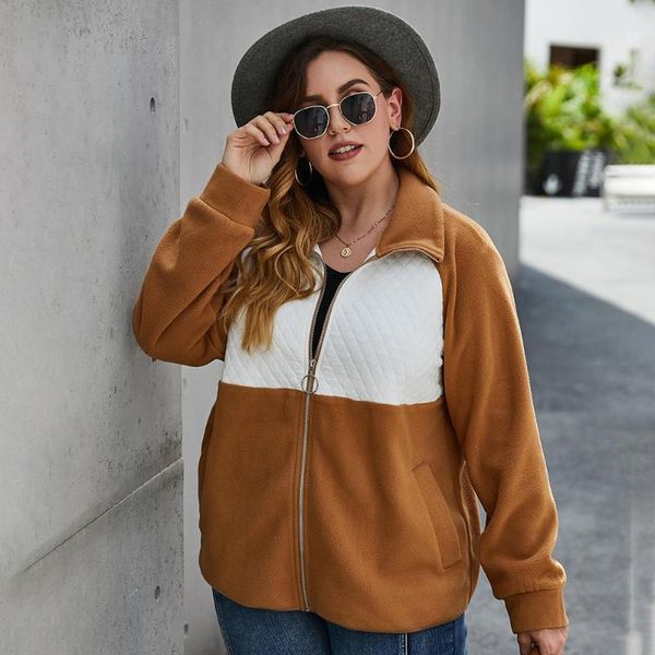 plus size t-shirt fridayin 2021 autumn winter women stitching contrast color casual zipper coats female loose jackets lady lapel top, Black
plus size t-shirt fridayin 2021 autumn winter women stitching contrast color casual zipper coats female loose jackets lady lapel top, Black