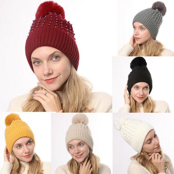 women ladies outdoor warm knitted beanie pom hat with small fake pearl large hiking cap yellow beige pink black white red hats
women ladies outdoor warm knitted beanie pom hat with small fake pearl large hiking cap yellow beige pink black white red hats