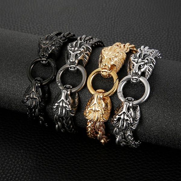 charm bracelets animal lion wrist bracelet for men pulseras stainless steel double layers chain vintage jewelry accessory mens gift, Golden;silver
charm bracelets animal lion wrist bracelet for men pulseras stainless steel double layers chain vintage jewelry accessory mens gift, Golden;silver