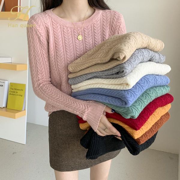 women's sweaters h han queen short twist basic women autumn winter slim pullover knitted sweater jumper soft warm pull, White;black
women's sweaters h han queen short twist basic women autumn winter slim pullover knitted sweater jumper soft warm pull, White;black