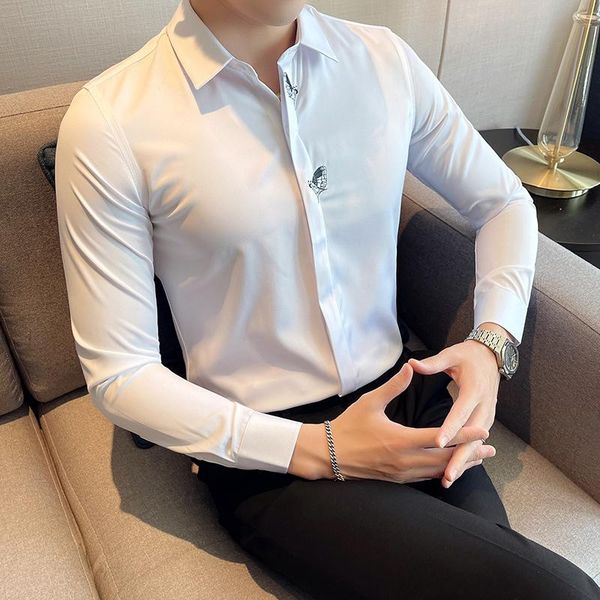 men's casual shirts gzdeerax butterflies embroidered male luxury long sleeve business fashion slim fit white man, White;black
men's casual shirts gzdeerax butterflies embroidered male luxury long sleeve business fashion slim fit white man, White;black