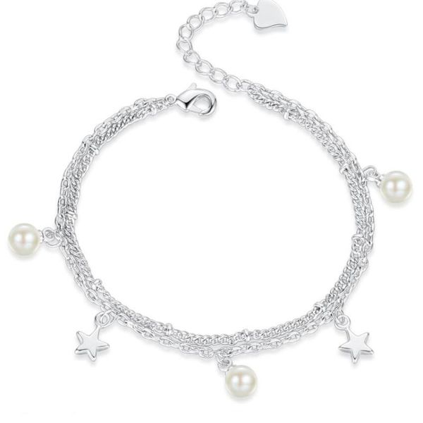 link, chain fashion five-pointed star pearl double bracelet for valentine's day crystal, Black
link, chain fashion five-pointed star pearl double bracelet for valentine's day crystal, Black