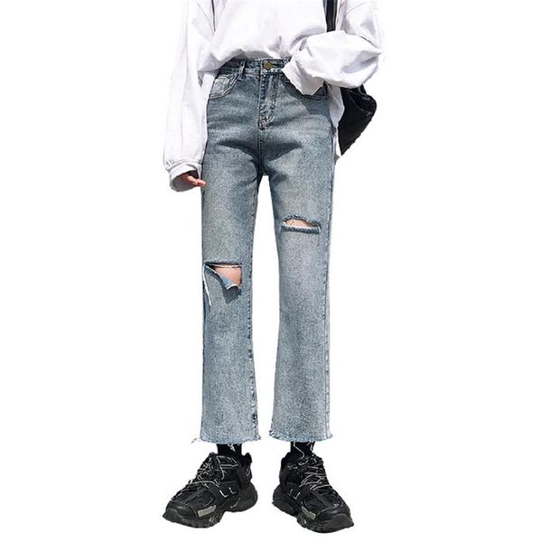 women's jeans korean style for women fashion ankle-length pants streetwear hole ripped denim pant female vintage casual straight, Blue
women's jeans korean style for women fashion ankle-length pants streetwear hole ripped denim pant female vintage casual straight, Blue