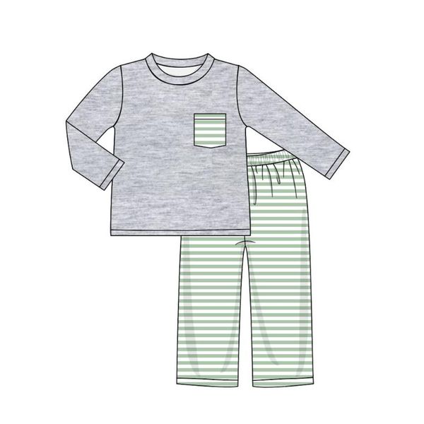 clothing sets autumn clothes grey long sleeve and green stripes trousers striped printed pocket on chest boys, White
clothing sets autumn clothes grey long sleeve and green stripes trousers striped printed pocket on chest boys, White
