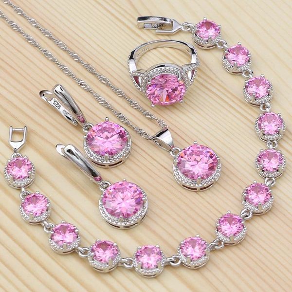 wedding jewelry sets round pink cubic zirconia 925 silver for women anniversary accessories ring bracelet necklace pendant earrings, Slivery;golden
wedding jewelry sets round pink cubic zirconia 925 silver for women anniversary accessories ring bracelet necklace pendant earrings, Slivery;golden