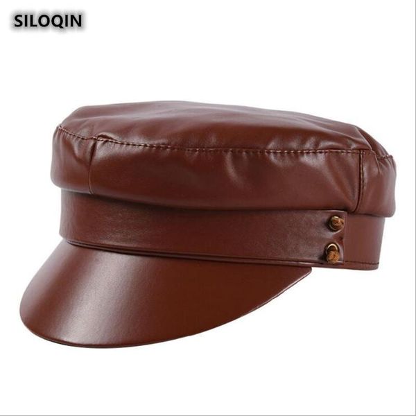 berets siloqin quality pu leather military hats for women's autumn trend personality fashion flat caps ladies brands snapback cap, Blue;gray
berets siloqin quality pu leather military hats for women's autumn trend personality fashion flat caps ladies brands snapback cap, Blue;gray