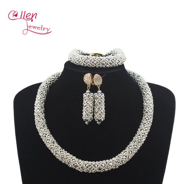 earrings & necklace luxury african nigerian wedding bridal beads beaded jewelry sets india dubai women w12753, Silver
earrings & necklace luxury african nigerian wedding bridal beads beaded jewelry sets india dubai women w12753, Silver