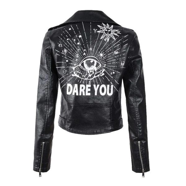 women's leather & faux spring coat jacket 2021 female pu rivet zipper 3d printing motorcycle street wear, Black
women's leather & faux spring coat jacket 2021 female pu rivet zipper 3d printing motorcycle street wear, Black