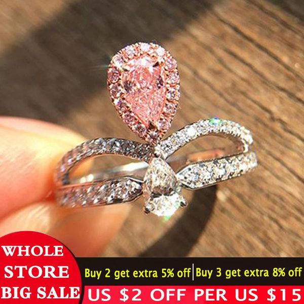 cluster rings lmnzb brand cz diamond jewelry classic water drop pink zircon ring 925 solid silver wedding engagement for women lr223, Golden;silver
cluster rings lmnzb brand cz diamond jewelry classic water drop pink zircon ring 925 solid silver wedding engagement for women lr223, Golden;silver