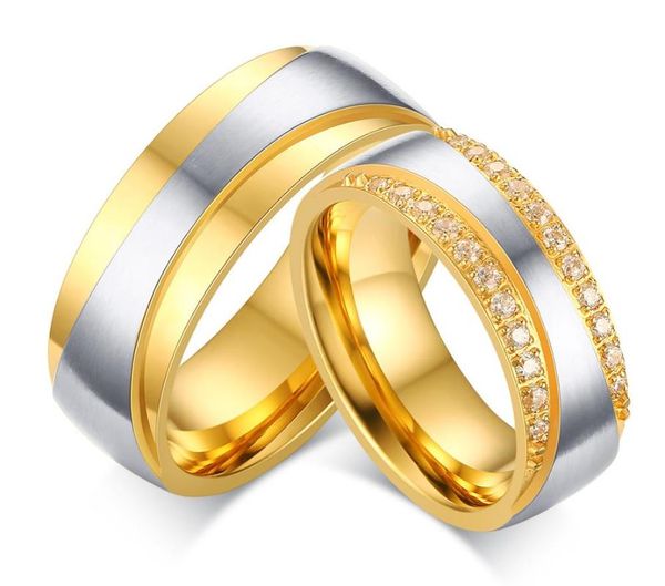 wedding rings for women men anniversary band gold color stainless steel engagement couple lover jewelry cz stones r00138, Slivery;golden
wedding rings for women men anniversary band gold color stainless steel engagement couple lover jewelry cz stones r00138, Slivery;golden