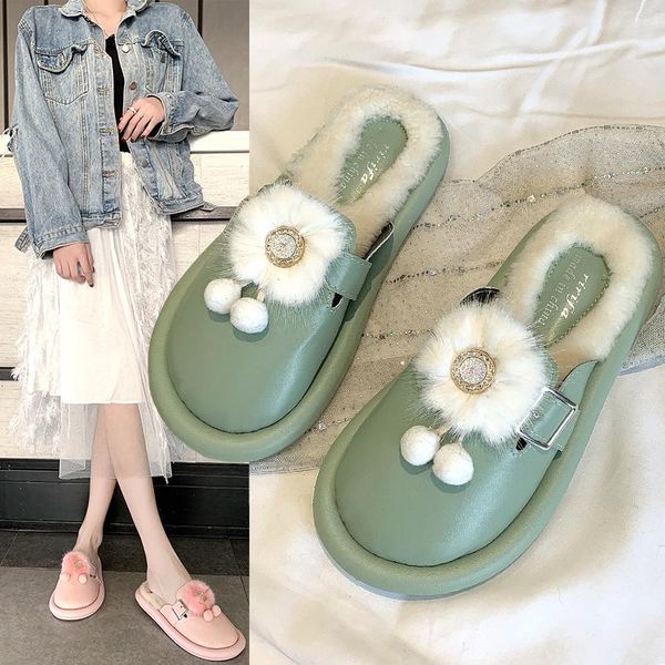 winter mules diamond flower pompon furry slippers women paillette cotton shoes cover toe fur slides cozy plush pantuflas, Black
winter mules diamond flower pompon furry slippers women paillette cotton shoes cover toe fur slides cozy plush pantuflas, Black